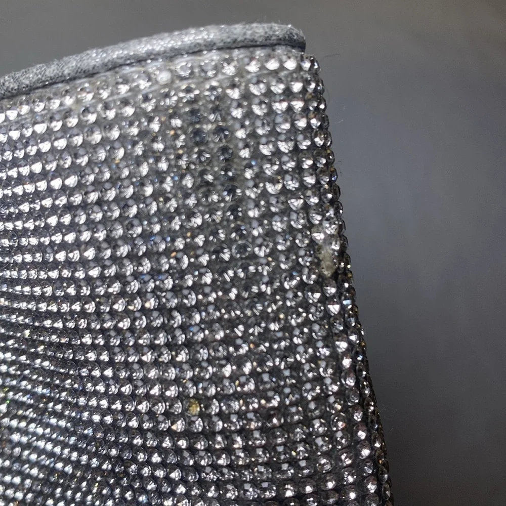 Steve Madden Women’s Noticed-R Rhinestone Silver Heeled Booties Size 9 EUC